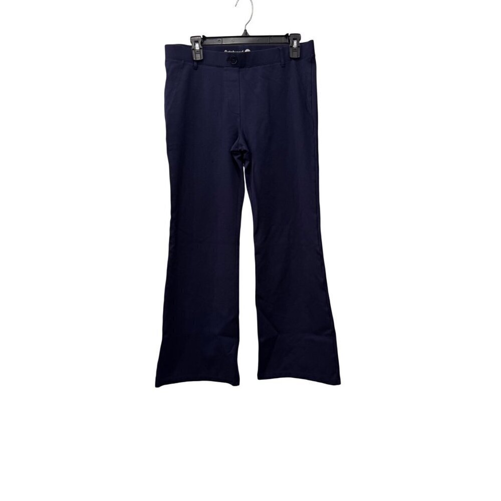Betabrand Women's Size Large Petite Navy Wide-Leg Stretch Dress Pants